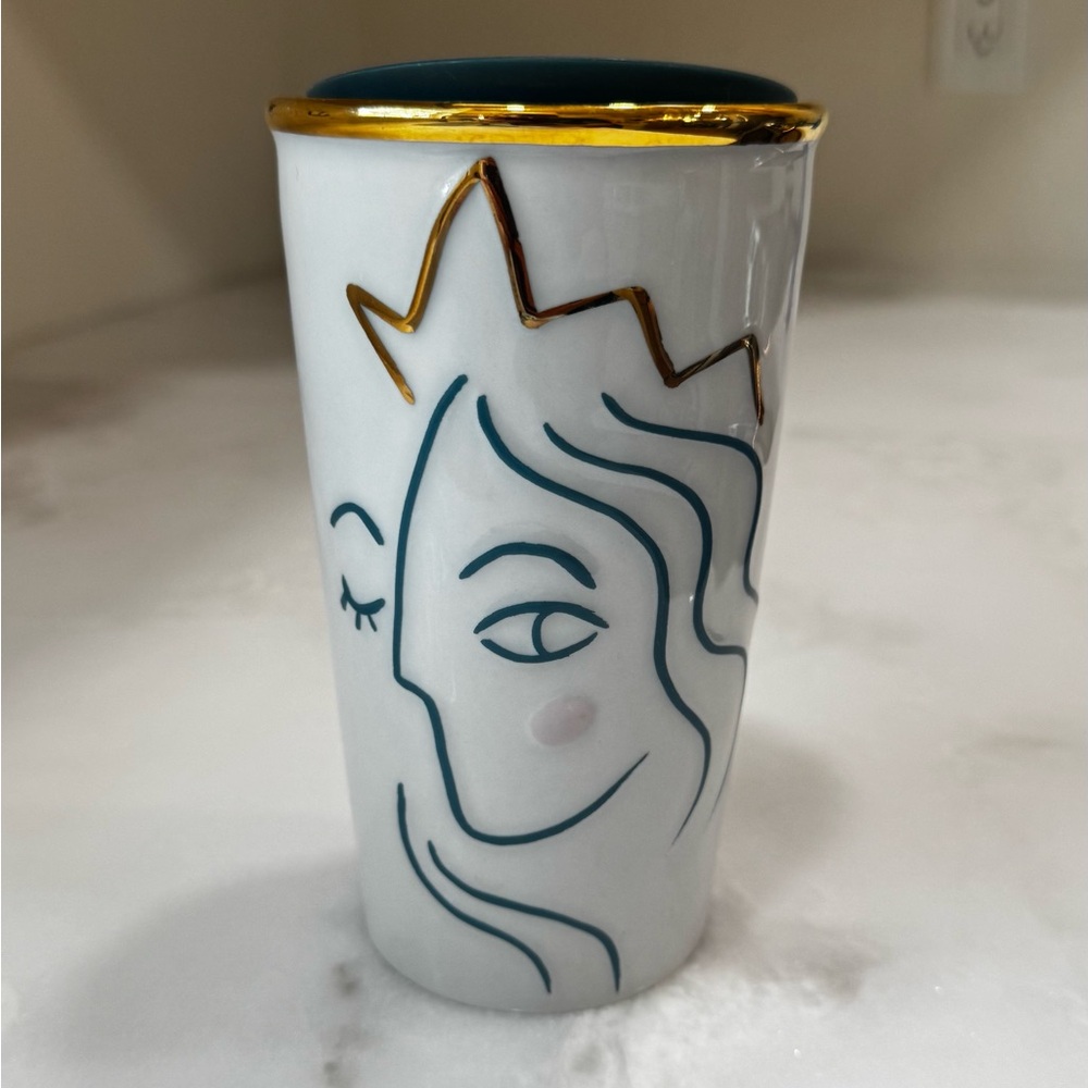 Starbucks 2017 Anniversary Crown Siren White Tumbler Traveler Mug 1 Oz